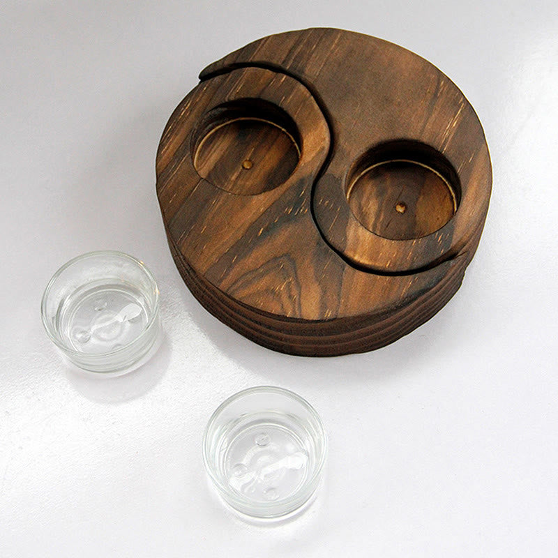 Buddha Stones Yin Yang Portacandele in legno Meditazione Rituali Usa oggetti