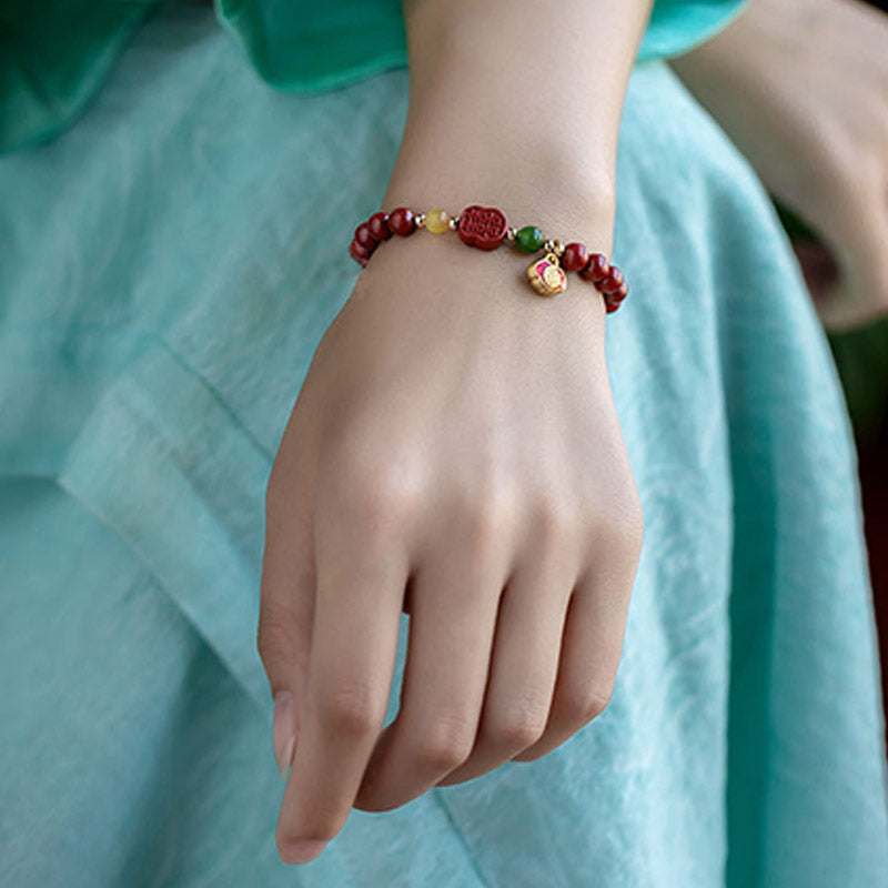 Braccialetto Buddha Stones Cinnabar Happiness Calm