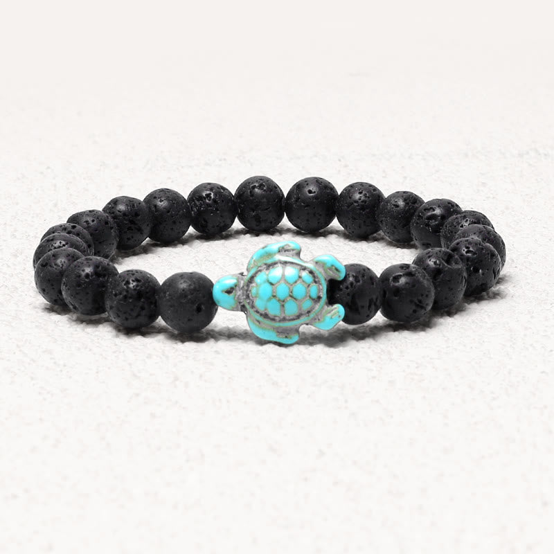 Braccialetto di benedizione con tartaruga marina in pietra naturale Buddha Stones Turchese