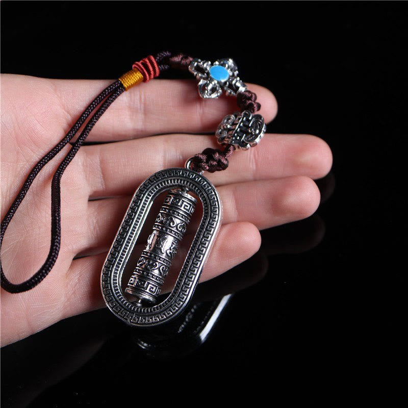 Buddha Stones Tibet Om Mani Padme Hum Ruota di preghiera Pace Girevole Decorazione da appendere all'auto