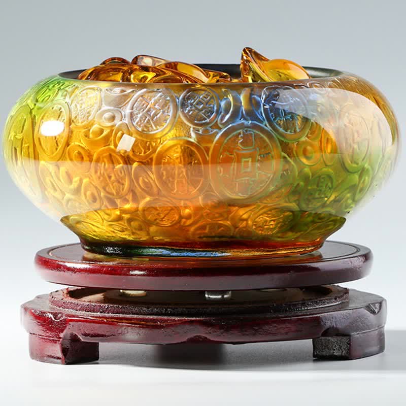 Ciotola del tesoro di cristallo Liuli fatta a mano, lingotti, pezzo d'arte, decorazione per la casa - image 1