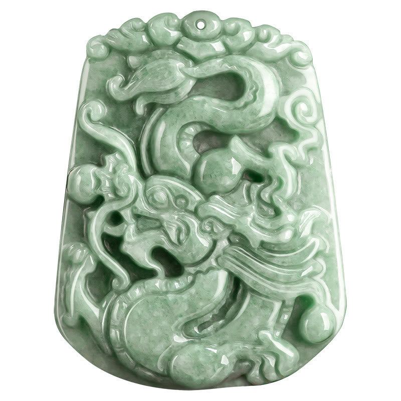 Buddha Stones Anno del Drago Zodiaco Cinese Drago che vola in Giada Protezione Perlina Catena Collana Pendente