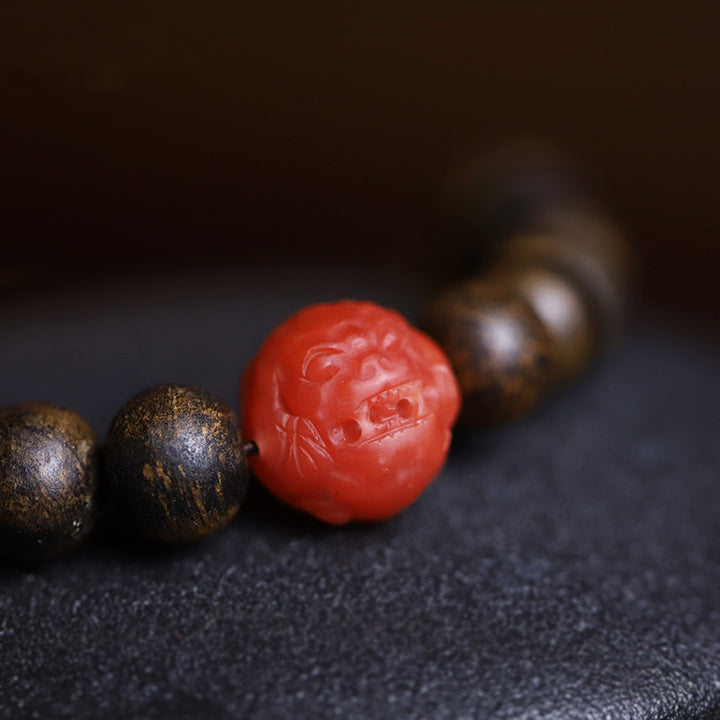 Buddha Stones 108 Mala Beads Agarwood Agata rossa Turchese Braccialetto di meditazione della pace