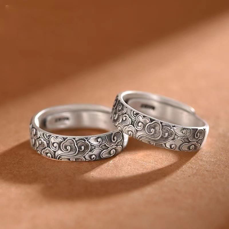 Anello portafortuna con motivo nuvole di buon auspicio vintage Buddha Stones