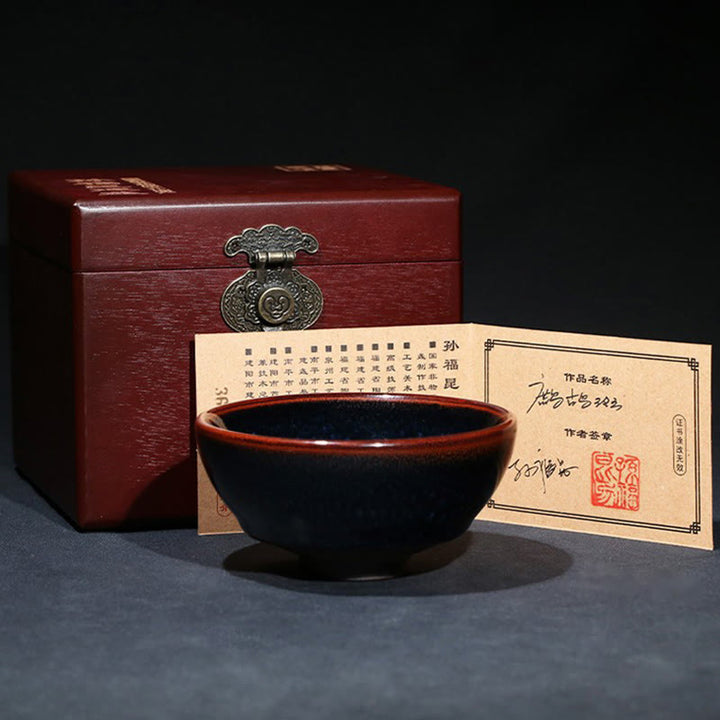Buddha Stones fatto a mano blu francolino macchia cinese Jianzhan tazza da tè in ceramica Kung Fu tazza da tè ciotola - image 15
