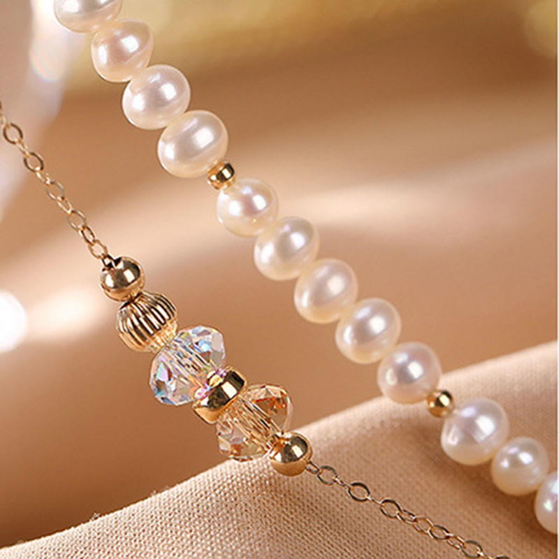 Bracciale Buddha Stones in argento sterling 925 placcato oro 14k con perle naturali e cristalli curativi a doppio strato - image 4