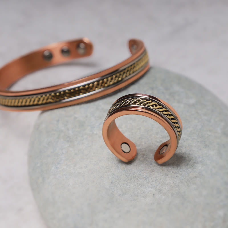 Braccialetto regolabile con polsino magnetico in rame Buddha Stones