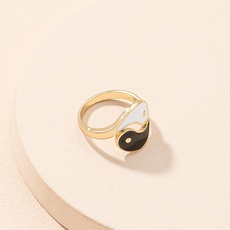 Anello di coppia regolabile con simbolo Yin Yang e benedizione