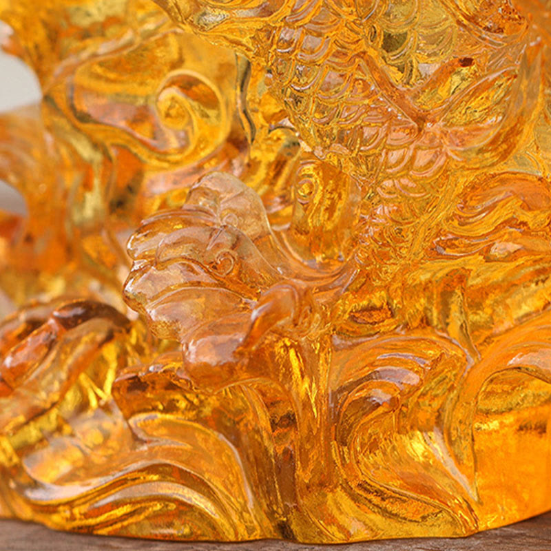 Buddha Stones fatte a mano Zodiaco cinese Drago giallo Liuli Cristallo Pezzo d'arte Fortuna Protezione Decorazione per casa e ufficio - image 6