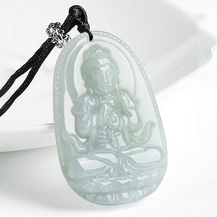 Buddha Stones Collana con ciondolo di prosperità e ricchezza in giada con Buddha dello zodiaco cinese - Capra/Scimmia - image 12