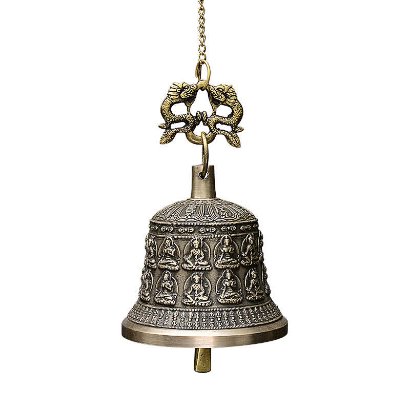 Campanello a vento con drago e Buddha inciso tibetano, decorazione da appendere alla parete in rame - image 11
