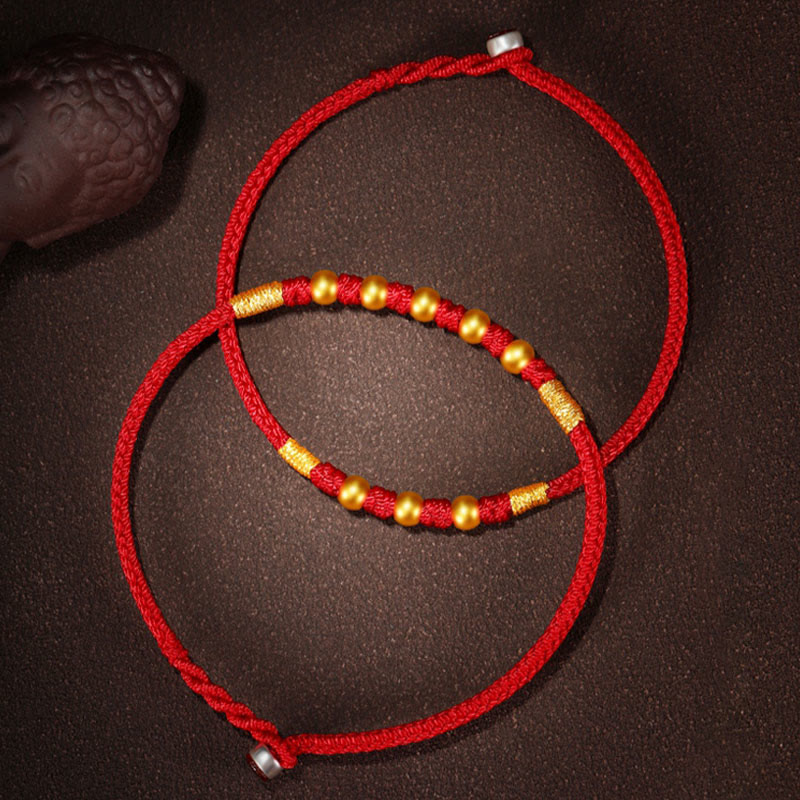 Braccialetto di protezione intrecciato fatto a mano con nodo King Kong, perline d'oro 999 Buddha Stones