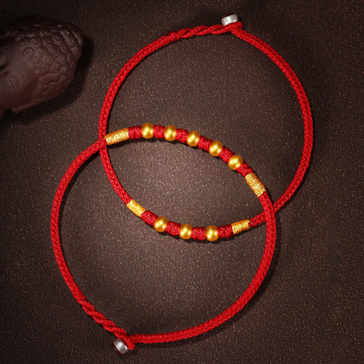 Braccialetto di protezione intrecciato fatto a mano con nodo King Kong, perline d'oro 999 Buddha Stones