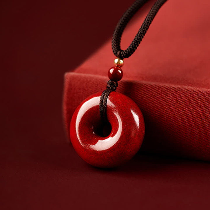 Collana con ciondolo con fibbia della pace , Buddha Stones, cinabro, benedizione e calma