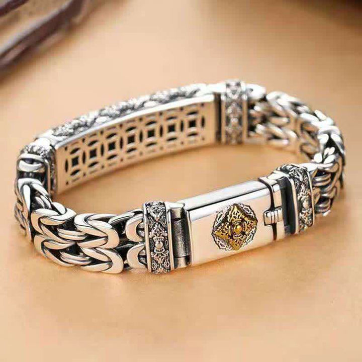 Braccialetto di equilibrio in rame intrecciato con motivo intrecciato Vajra Dorje Buddha Stones