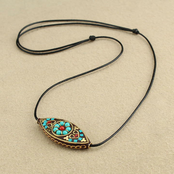 Buddha Stones con perline di turchese del Tibet, motivo marquise, protezione e forza
