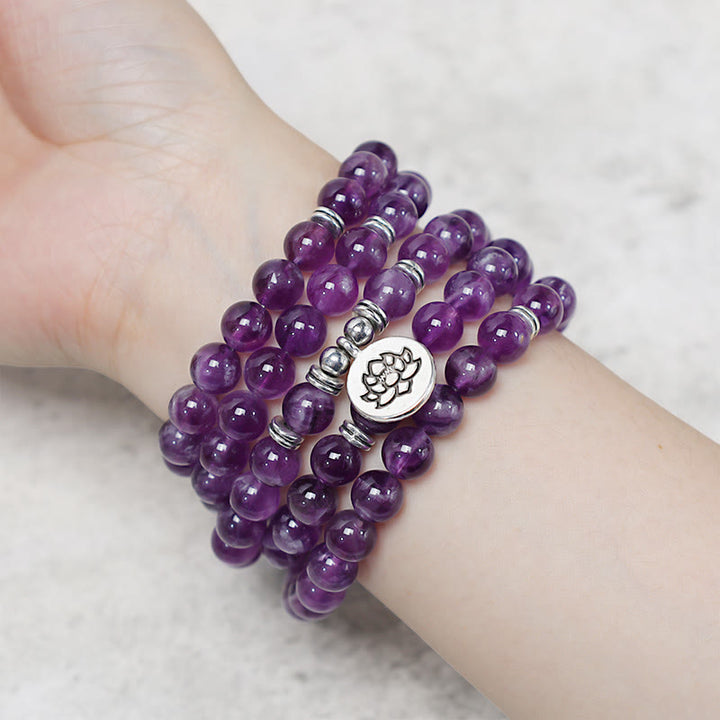 Bracciale Mala di purificazione in ametista naturale Buddha Stones