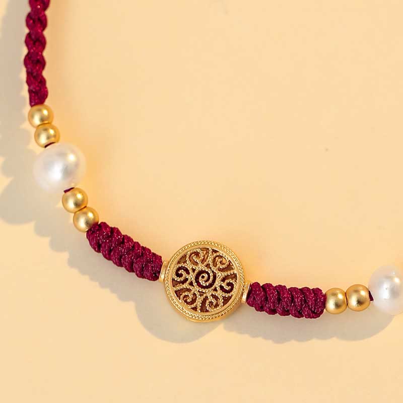 Braccialetto intrecciato con monete di rame, albero della fortuna, forza e Buddha Stones