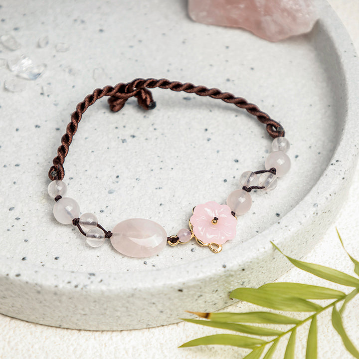 Il fiore dell'amore, cavigliera rilassante in cristallo rosa