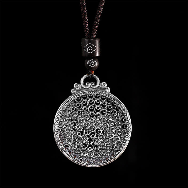Collana con ciondolo a forma di fenice in argento sterling 990 con Buddha Stones e protezione dalla fortuna