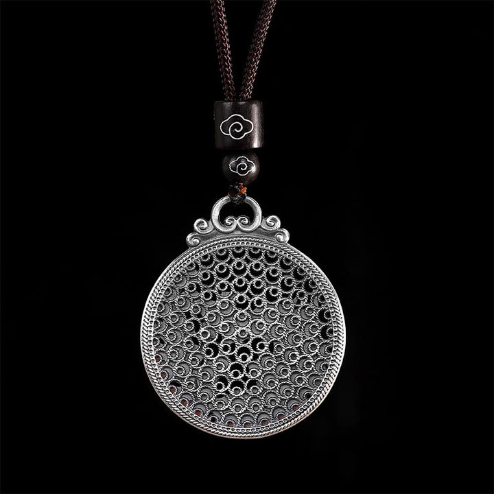 Collana con ciondolo a forma di fenice in argento sterling 990 con Buddha Stones e protezione dalla fortuna