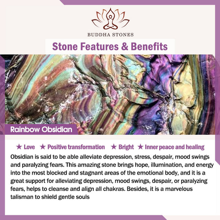 Braccialetto positivo di guarigione della volpe di ossidiana arcobaleno Buddha Stones