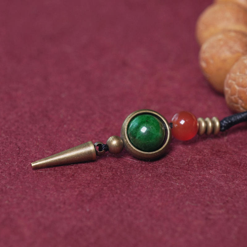 Bracciale Mala da polso con ciondolo di pace in Buddha Stones Tibet Bodhi Seed Dzi Bead