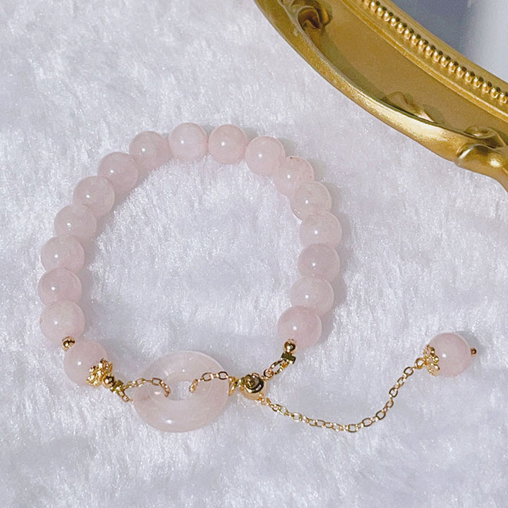 Braccialetto con ciondolo in cristallo rosa naturale Buddha Stones Peace Buckle Love - image 4