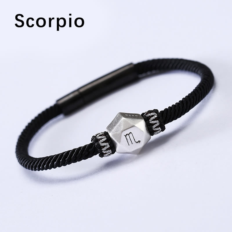 Braccialetto di corda fatto a mano con protezione delle 12 costellazioni dello zodiaco in argento sterling 999 Buddha Stones