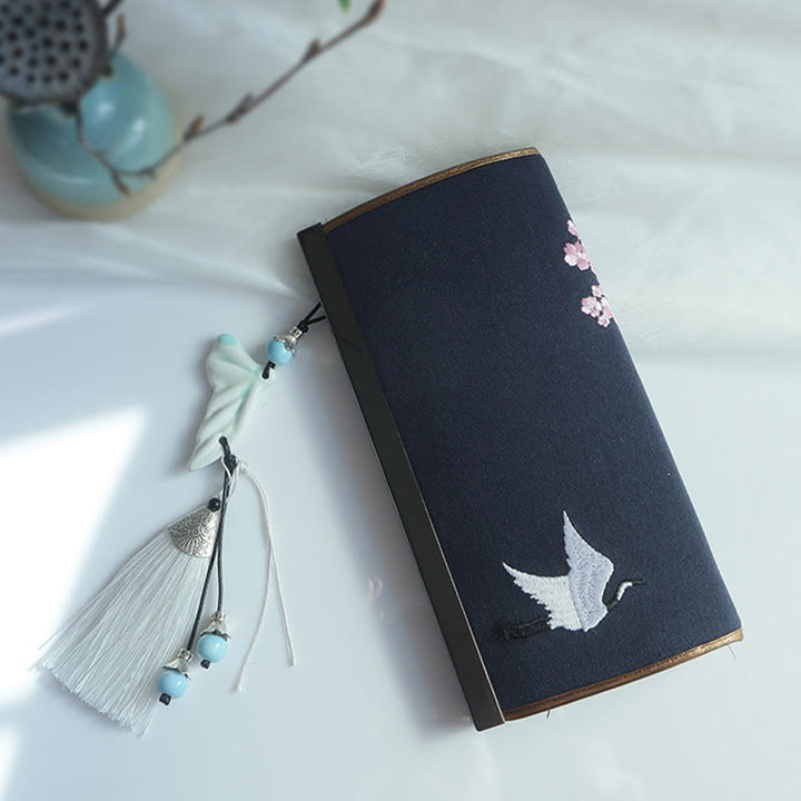 Portafoglio portasoldi grande capacità con ricamo a doppia faccia, Buddha Stones, fiori di prugna, fiori di pesco, bambù, borsa per la spesa - image 27