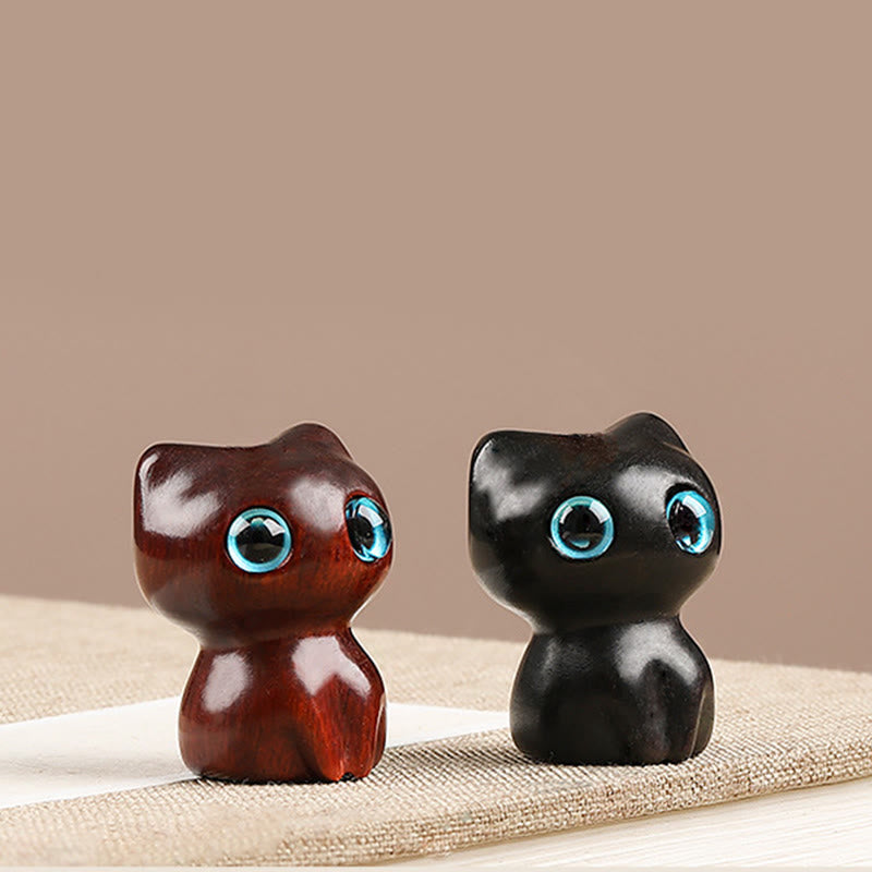 Buddha Stones Mini Piccola Foglia Sandalo Rosso Legno di Ebano Gatto Fortunato Adorabile Gattino Pace Portachiavi Telefono Appeso Decorazione - image 18