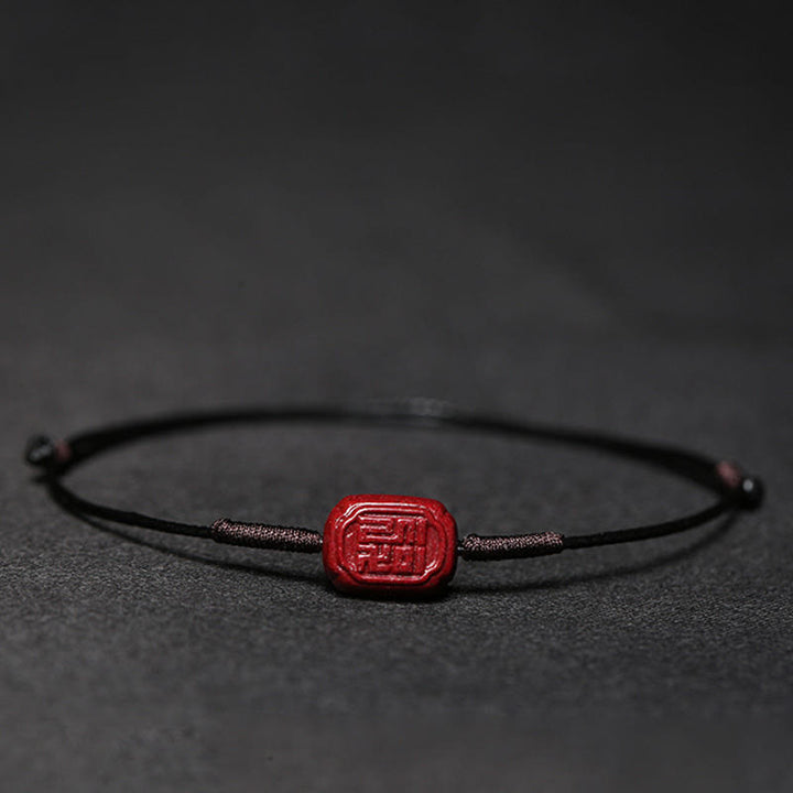 Braccialetto intrecciato con benedizione di Buddha Stones , fatto a mano, con fiore di prugna, quadrifoglio, PiXiu, loto, pesce koi, cinabro
