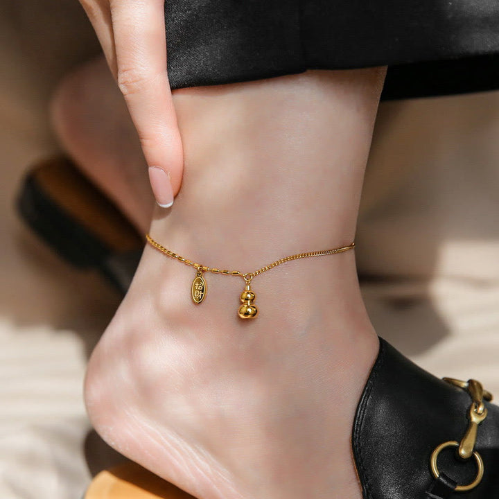 Cavigliera con fibbia della ricchezza e design a zucca portafortuna in oro 18k Buddha Stones