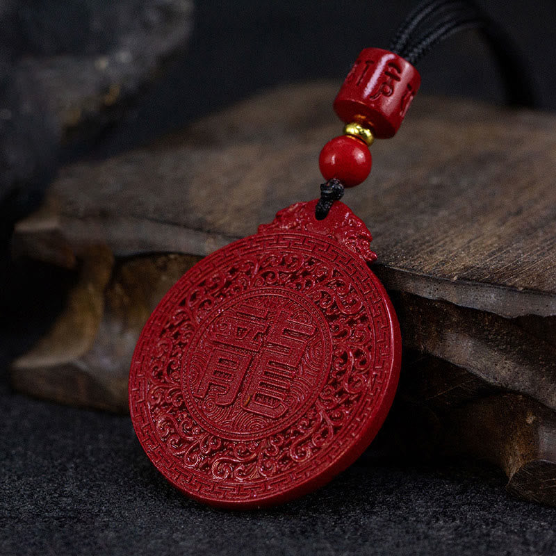 Collana con ciondolo di protezione del drago in cinabro naturale dell'anno del drago di Buddha Stones