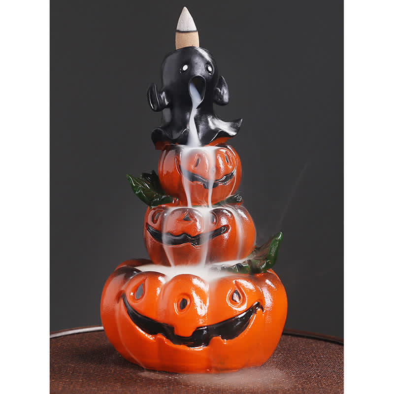 Zucche di Halloween, fantasma, resina, fontana di fumo a riflusso, bruciatore di incenso, decorazione