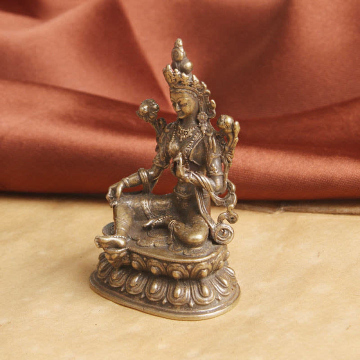 Buddha Stones Bodhisattva Tara Verde Calma Speranza Statua Rame Decorazione - image 4