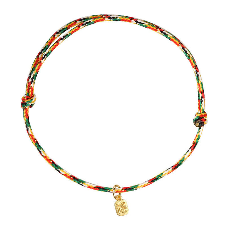 Buddha Stones di buon auspicio Fu carattere pace e gioia fortuna braccialetto multicolore fatto a mano per bambini e adulti