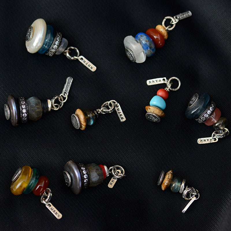 Collana con ciondolo calmante in labradorite con vari cristalli e Buddha Stones Zen Cairn - image 5