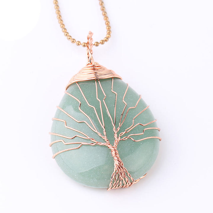 Buddha Stones Cristallo di quarzo naturale Albero della vita Collana con ciondolo energetico curativo