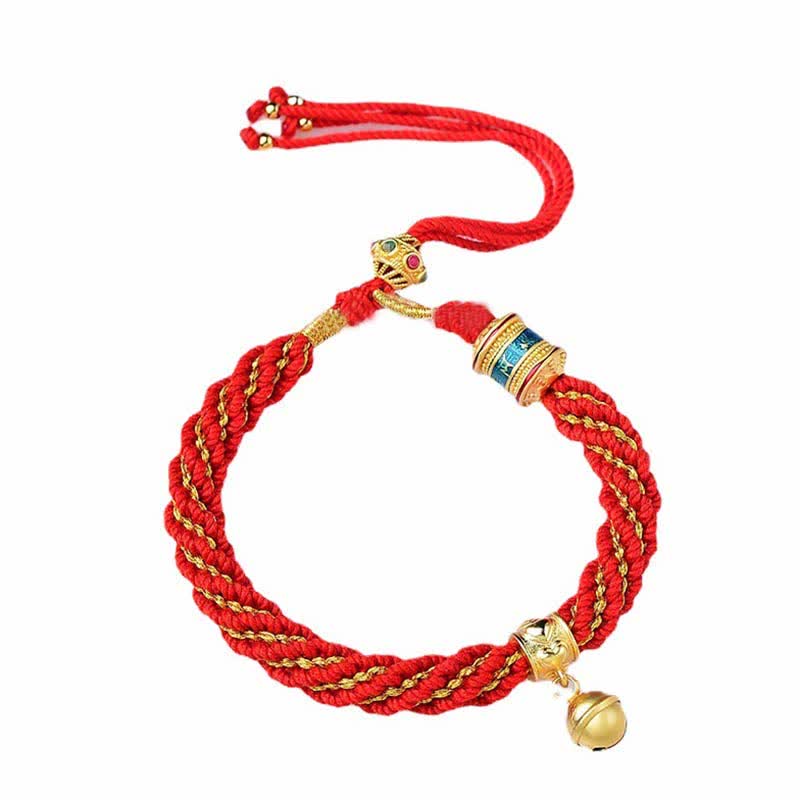 Braccialetto con ciondolo a forma di campana della ruota di preghiera tibetana, fatto a mano, con protezione dalla fortuna, Thangka