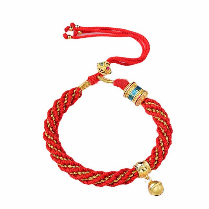 Braccialetto con ciondolo a forma di campana della ruota di preghiera tibetana, fatto a mano, con protezione dalla fortuna, Thangka