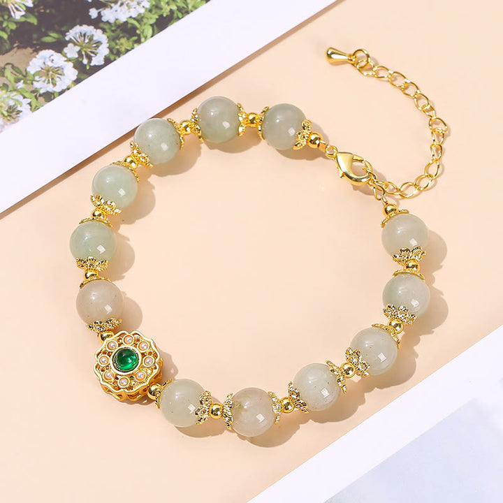 Braccialetto a catena con perline di giada naturale Buddha Stones Prosperity