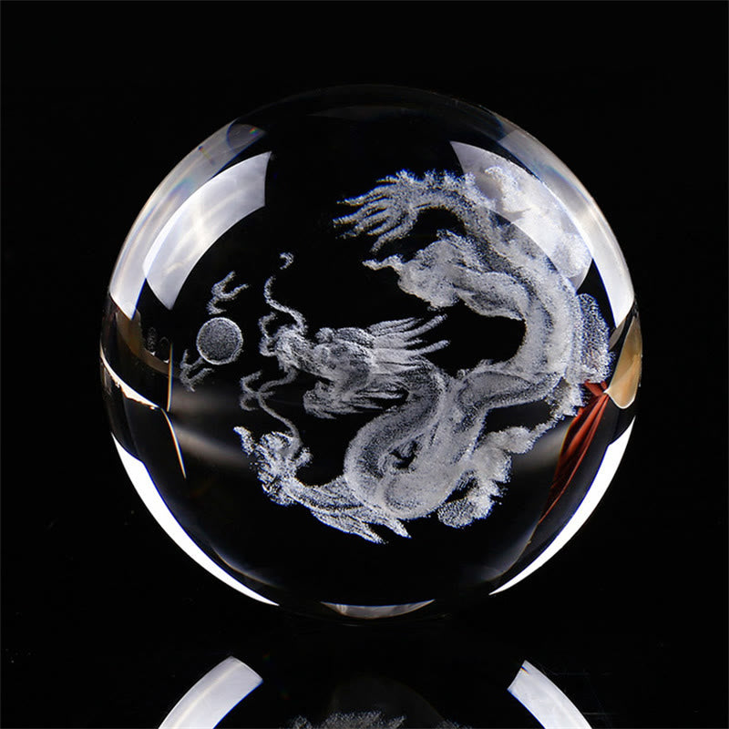 Decorazione di benedizione del loto del drago di cristallo bianco - image 1