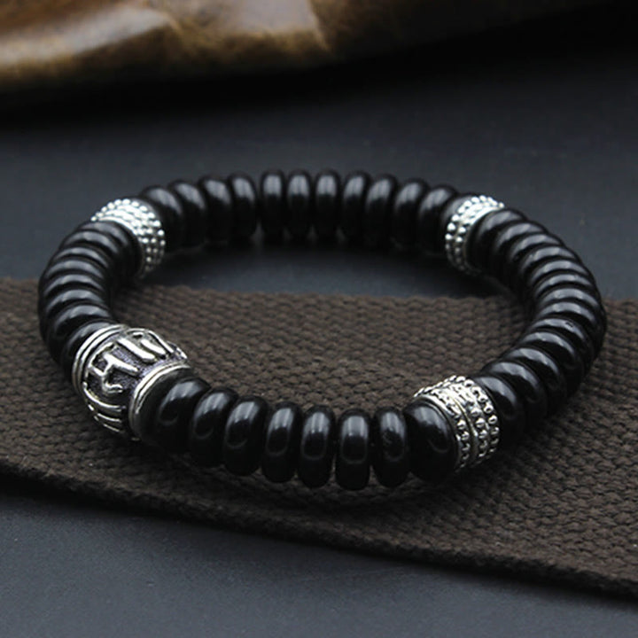 Braccialetto positivo Buddha Stones Natural Tibetan Coconut Shell Om Mani Padme Hum
