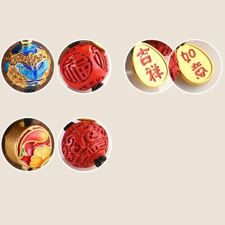 Portachiavi con ciondolo a forma Buddha Stones Fu Character Blessing Ruyi