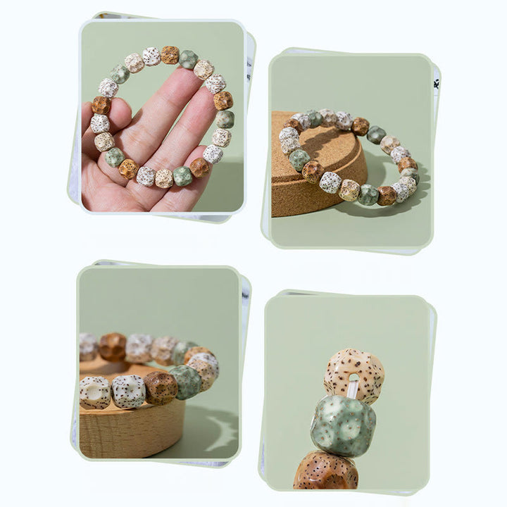 Braccialetto di ricchezza di auspici Buddha Stones Natural Colorful Bodhi Seed