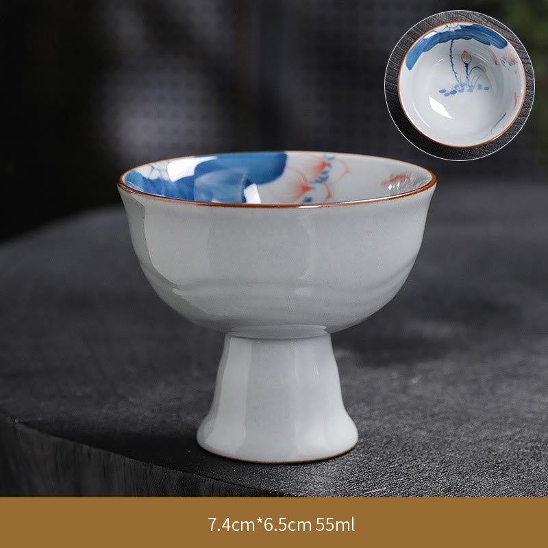 Buddha Stones Fiore di Loto Foglia di Bambù Tazza da Tè in Ceramica Tazze da Tè Kung Fu