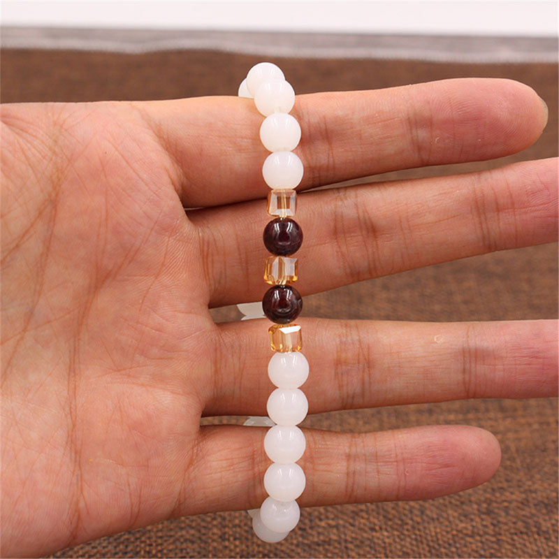 Braccialetto di protezione in giada bianca naturale Buddha Stones