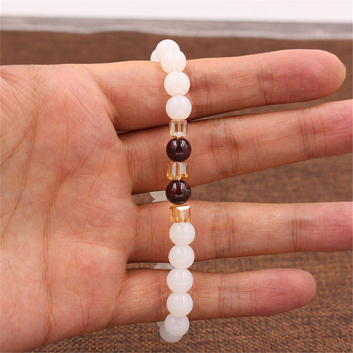Braccialetto di protezione in giada bianca naturale Buddha Stones