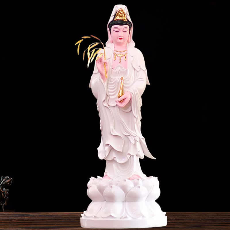 Chenrezig Bodhisattva Avalokitesvara Figurina Armonia Statua in Resina Decorazione per la Casa - Bianco - image 6